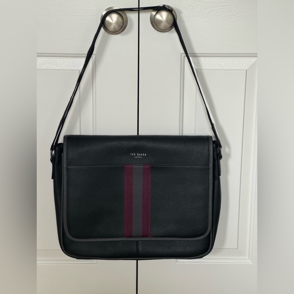 Ted Baker Black and Red Messenger Bag with Adjustable Strap